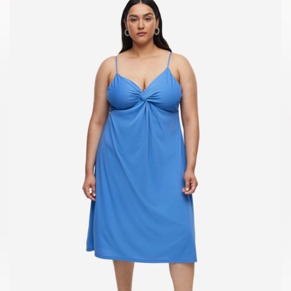 NWT H&M Blue Twist Front Dress (Med) - Picture 2 of 5